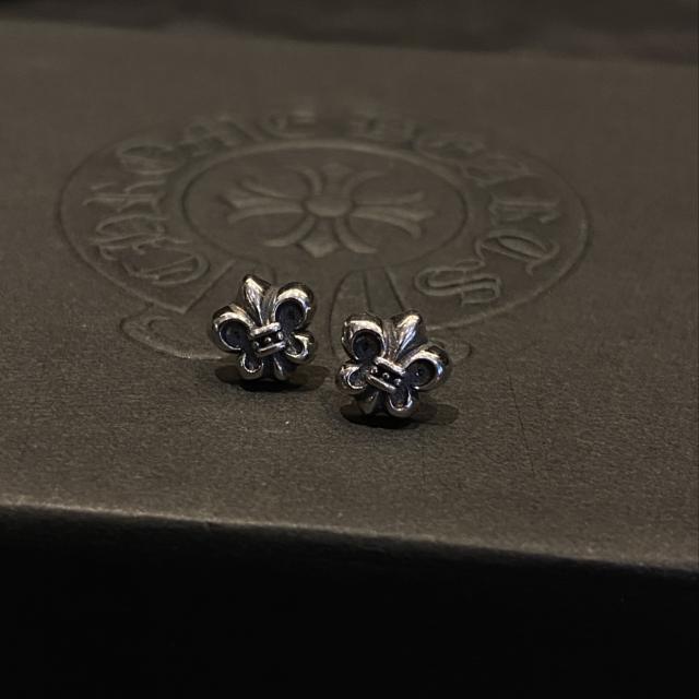 CH Solid 925 Silver Fleur De Lis Iris Vintage Silver Stud Earrings Pair