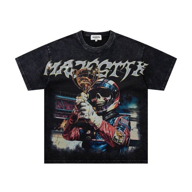 Racing Skull Champion Trophy Rhinestone Print Washed Tee 29065100