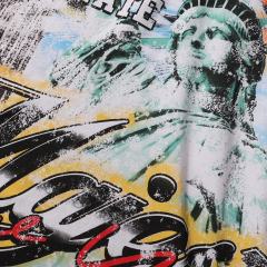 Statue of Liberty Hotfix Rhinestone Print Washed Tee 28874479