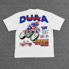 Motorcycle Racing Rhinestone Print Washed Tee 29053844