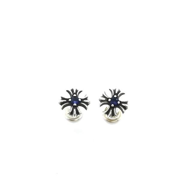 CH Solid 925 Silver Flower Stud Earrings With Central Red Ruby Gemstone Pair