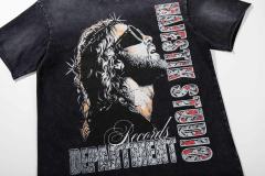 Sunglasses Hip Hop Jesus Rhinestone Print Washed Tee 29060733