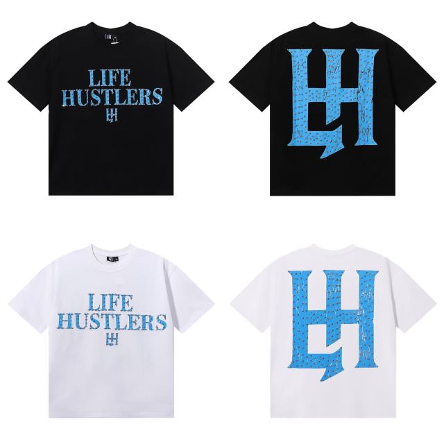 Basic Minimalist Logo Rhinestone Print Tee 4 colors 28751255