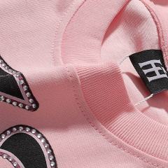 Pink Blindfolded Praying Angel Rhinestone Print Tee 3 colors 29082342