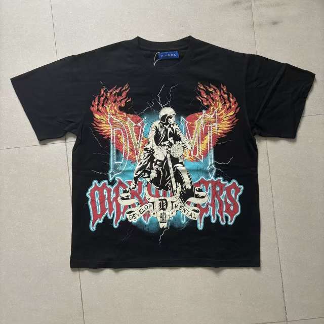 Dark High-Street Rebellious Rhinestone Print Washed Tee 11 colors 29077647