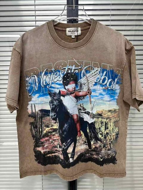 Desert Horse Riding Cupid Rhinestone Print Washed Tee 29060736