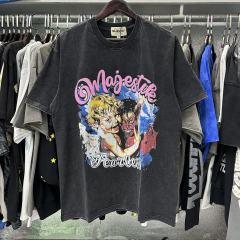Angel Devil Friends Hotfix Rhinestone Print Washed Tee 28874488