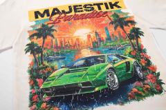 Miami Sunset Sports Car Rhinestone Print Washed Tee 29060732