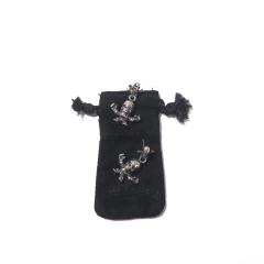 CH Solid 925 Silver Foti Skull Doll Crossbones Dangle Earrings Pair