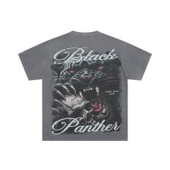 Black Panther Skull Rhinestone Print Washed Tee 29064547