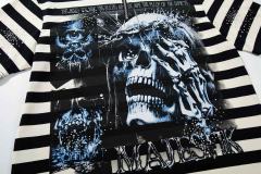 Skull Striped Rhinestone Print Zipper Polo Tee 29065103