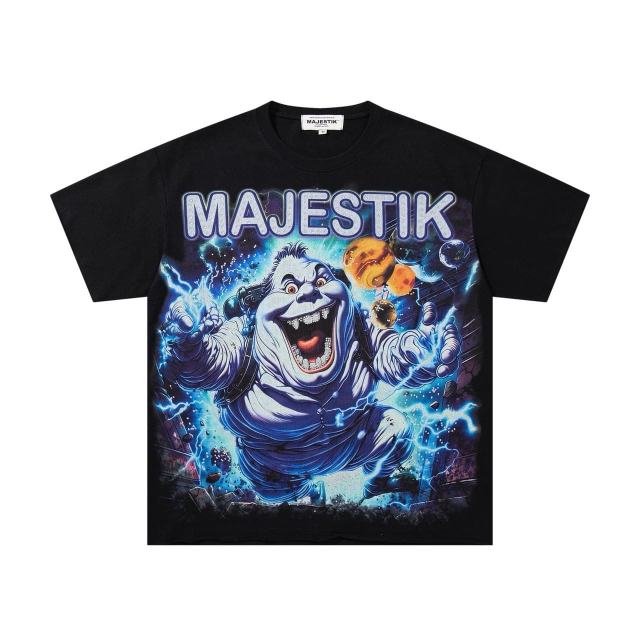 Scary Marshmallow Ghost Rhinestone Print Washed Tee 29060777