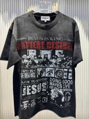 Religious Text Collage Slogan Rhinestone Print Washed Tee 29060739