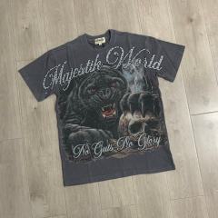 Black Panther Skull Rhinestone Print Washed Tee 29064547