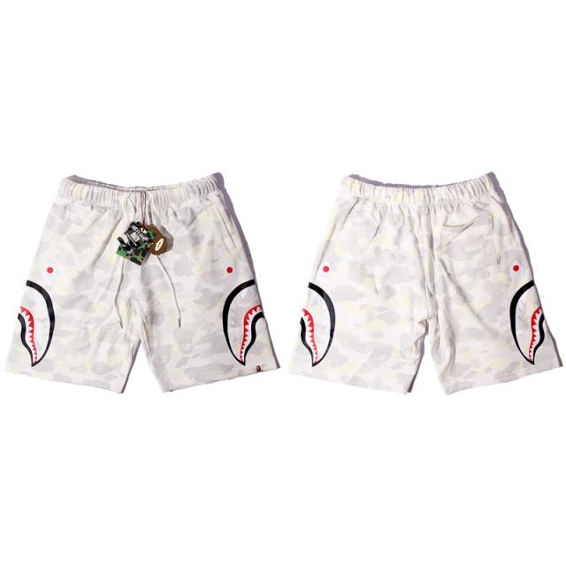 BAPE White Camo Dual Side Shark Lightweight Casual Shorts