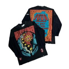 Los Angeles Latest Fashion Streetwear Ripped Vintage Rhinestone Long-Sleeve T-Shirt 28930933
