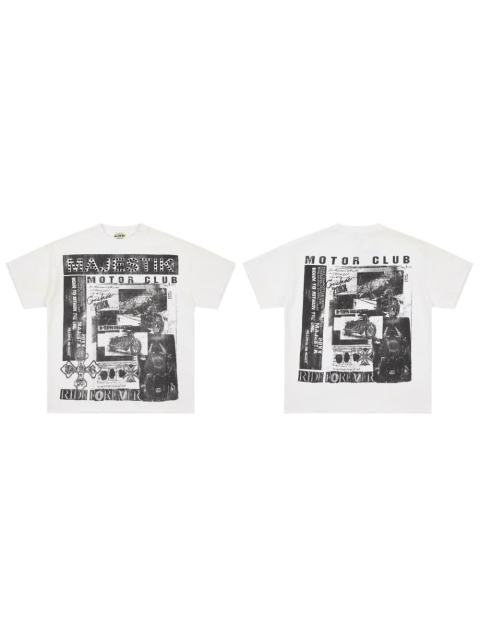 Motorcycle Club Newspaper Rhinestone Print Washed Tee 29064536