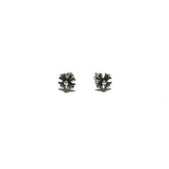 CH Solid 925 Silver Mini Cross Flower Stud Earrings Pair