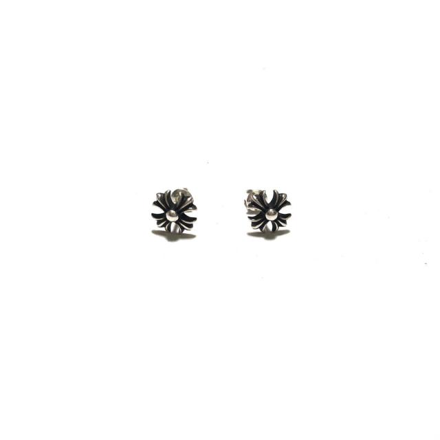 CH Solid 925 Silver Mini Cross Flower Stud Earrings Pair