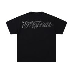 Hip Hop Skull DJ Rhinestone Print Washed Tee 29060783