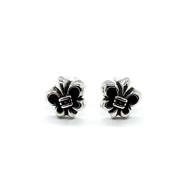 CH Solid 925 Silver Fleur De Lis Iris Vintage Silver Stud Earrings Pair