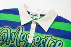 Neon Sugar Skull Striped Rhinestone Print Washed Polo Tee 29065107