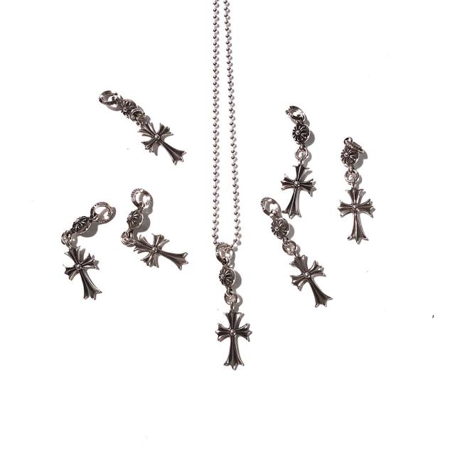 CH Cross Pendant Ball Bead Chain Necklace
