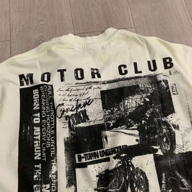 Motorcycle Club Newspaper Rhinestone Print Washed Tee 29064536
