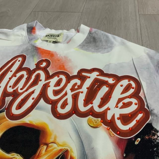 Tie-dye Space Skull Rhinestone Print Washed Tee 29064550