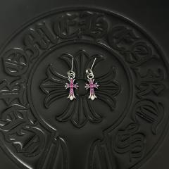 CH Full Paved White Crystal Cross Dangle Stud Earrings Pair