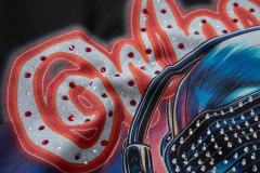 Hip Hop Skull DJ Rhinestone Print Washed Tee 29060783