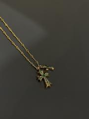 CH Emerald Dual Size Double Cross Twist Chain Necklace