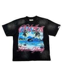 Coconut Tree Beach Rhinestone Print Washed Tee 29053850