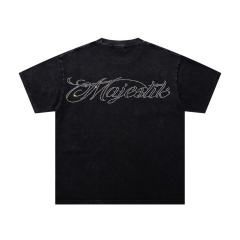 Football Catch Moment Rhinestone Print Washed Tee 29060785