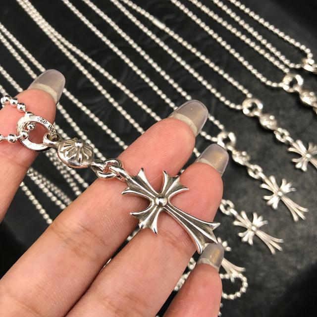 CH Cross Pendant Ball Bead Chain Necklace