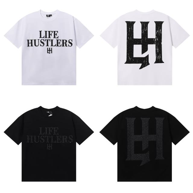 Basic Minimalist Logo Rhinestone Print Tee 4 colors 28751255