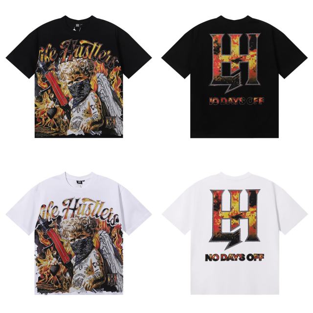 Masked Tattooed Angel Rhinestone Print Tee 2 colors 28751248