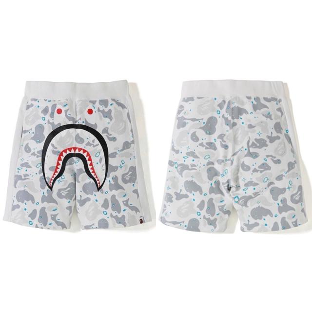 BAPE White Starry Sky Camo Shark Face Fleece Sweat Shorts