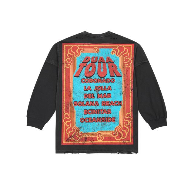 Los Angeles Latest Fashion Streetwear Ripped Vintage Rhinestone Long-Sleeve T-Shirt 28930933