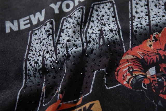 Flame Off-road Motorcycle Rhinestone Print Washed Tee 29065105