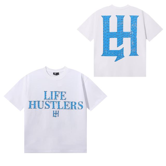 Basic Minimalist Logo Rhinestone Print Tee 4 colors 28751255