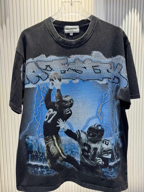 Football Catch Moment Rhinestone Print Washed Tee 29060785