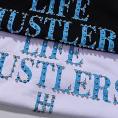 Basic Minimalist Logo Rhinestone Print Tee 4 colors 28751255