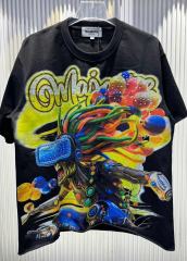 Colored Dreadlock Alien Creature Rhinestone Print Washed Tee 29060776
