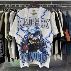 Sports Shark No.00 Rhinestone Print Washed Tee 29060775