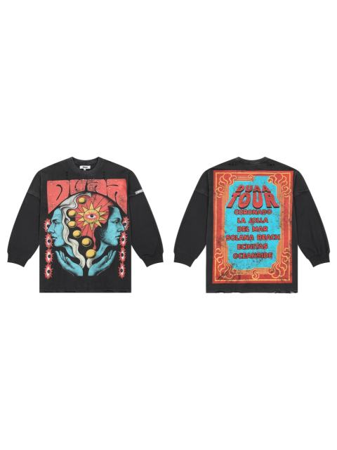 Los Angeles Latest Fashion Streetwear Ripped Vintage Rhinestone Long-Sleeve T-Shirt 28930933