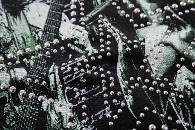 Rock Jesus Pentagram Rhinestone Print Washed Tee 29060726