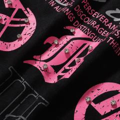 Dark High-Street Rebellious Rhinestone Print Washed Tee 11 colors 29077647