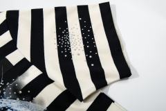 Skull Striped Rhinestone Print Zipper Polo Tee 29065103