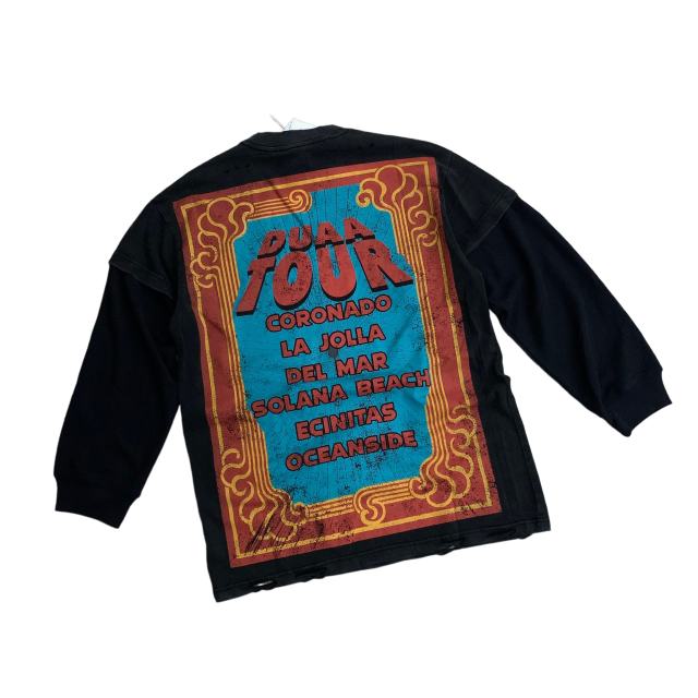 Los Angeles Latest Fashion Streetwear Ripped Vintage Rhinestone Long-Sleeve T-Shirt 28930933